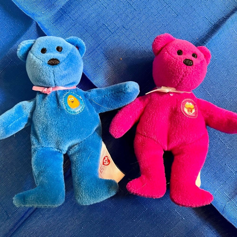 TY BEANIE BABIES Chicken McNuggets Happy Meal Bears. Blue & Pink Set